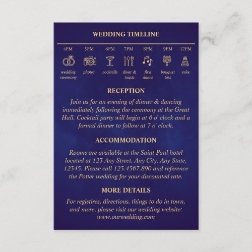 Fairy Tale Timeline Wedding Details Purple Gold Enclosure Card
