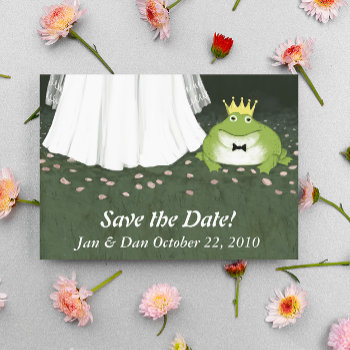 Fairy Tale Wedding Frog Prince Save The Date Funny Announcement Postcard by jennsdoodleworld at Zazzle