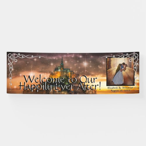 Fairy Tale Wedding Happily Ever After Sunset Banner