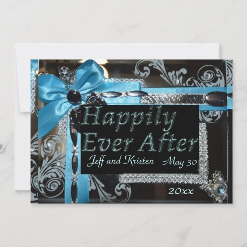 Fairy Tale Wedding_ Light blue black and silver Invitation