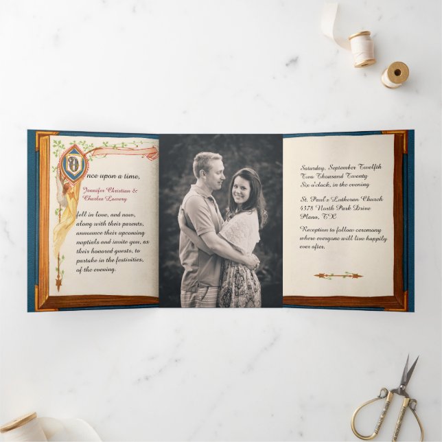 Fairy Tale Wedding Photo Tri-Fold Invitation (Inside)