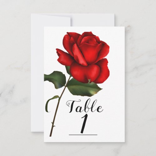 Fairy Tale Wedding Storybook Red Rose Table Number