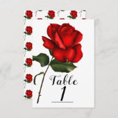 Fairy Tale Wedding Storybook Red Rose Table Number (Front/Back)