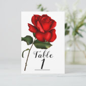 Fairy Tale Wedding Storybook Red Rose Table Number (Standing Front)