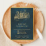 Fairy Tale Whimsical Castle Emerald Gold RSVP card