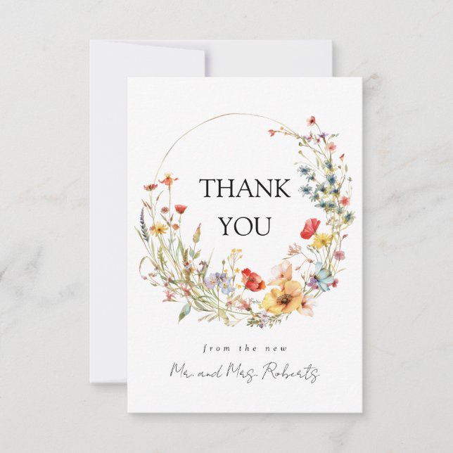 Fairy Tale Wildflower Wedding Thank You Card (Front)