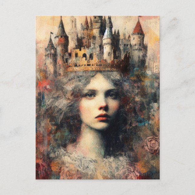 Fairy Tale Woman With Castle on Her Head Postcard (Front)