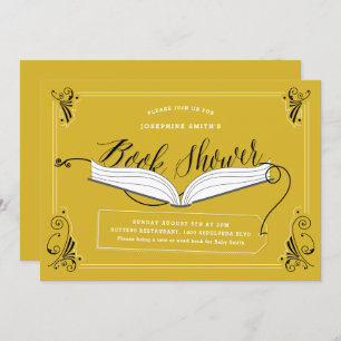 Fairy Tale Yellow Gold Baby Shower Book Shower Invitation