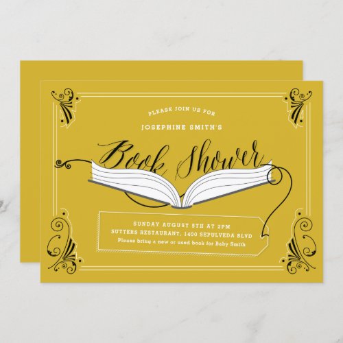 Fairy Tale Yellow Gold Baby Shower Book Shower Invitation