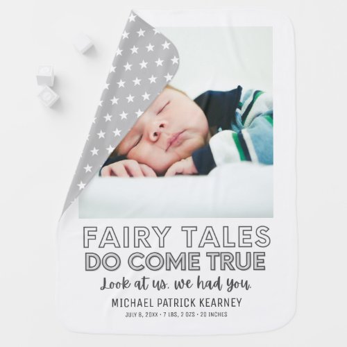 Fairy Tales Do Come True Gray Baby Nursery Birth Baby Blanket