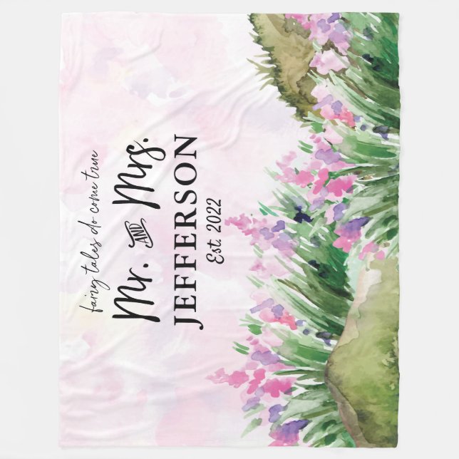 Fairy Tales do Come True | Mr. and Mrs. Wedding  Fleece Blanket (Front)
