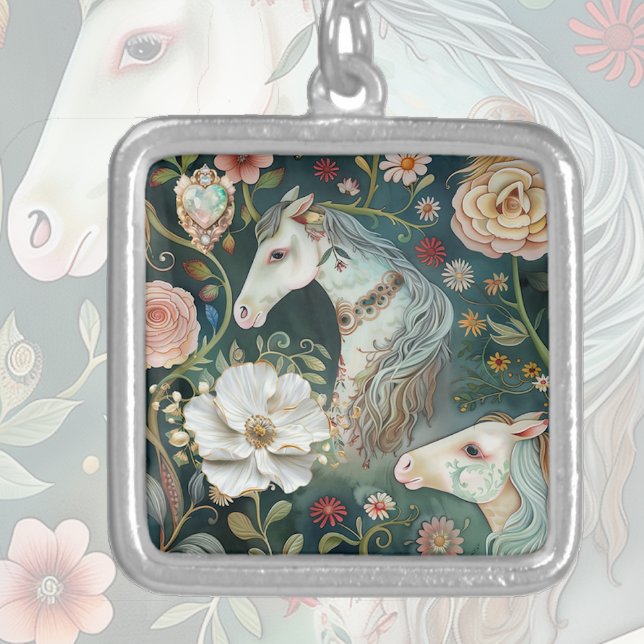 Fairy Tales Horses Silver Plated Necklace (Creator Uploaded)