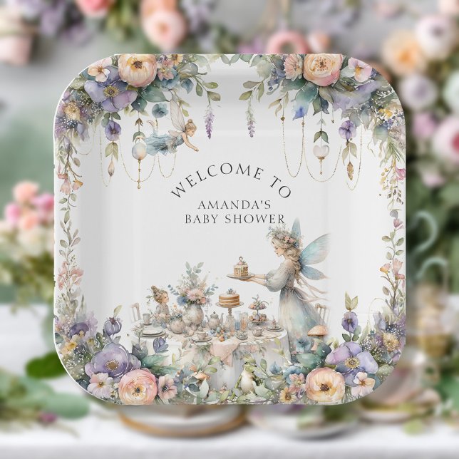 Fairy Tea Floral Enchanted Party Baby Girl Shower Paper Plates (Creator Uploaded)