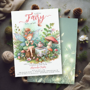 Fairy Tea Mushrooms Wild Garden Baby Girl Shower Invitation
