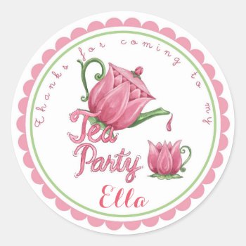 Fairy Tea Party Birthday Party Favor Stickers by ThreeFoursDesign at Zazzle