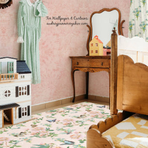 Fairy Tea Party Floral Roses Pink Baby Nursery Rug