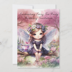 Fairy tea party tabletop Sign Invitation
