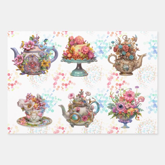 Fairy Tea Party Wrapping Paper Sheets (Front)