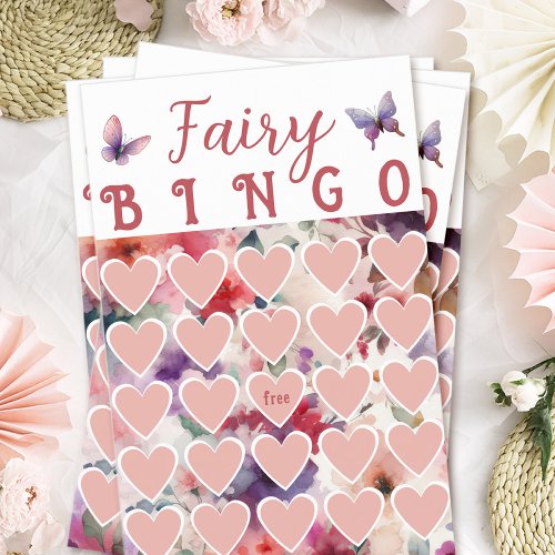 Fairy Themed Birthday Party Bingo Card Game Flyer