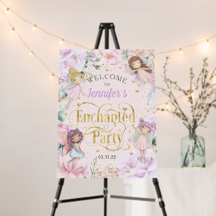Fairy themed, enchanted garden party welcome sign