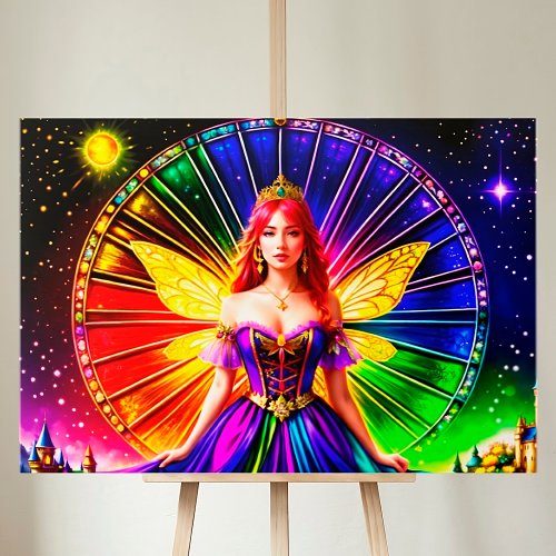 Fairy Time Sun Colorful Wings Fantasy Stars Canvas Print