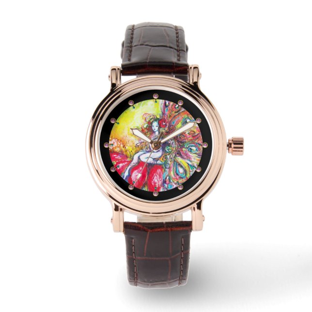FAIRY TITANIA SITTING ON A RED FLOWER WATCH (Front)