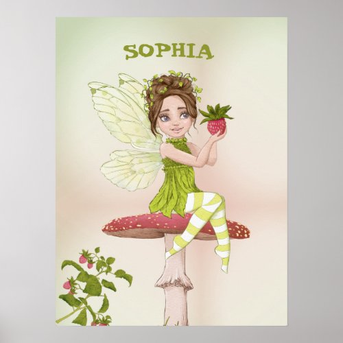 Fairy Toadstool Dark Hair Cute Personal     Poster