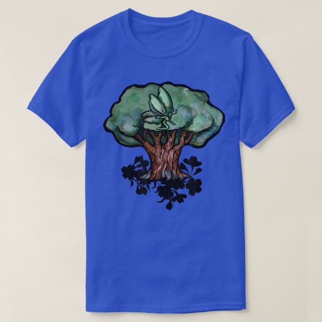 Fairy Tree Art green nature lovers fairies druid d T-Shirt (Design Front)