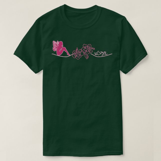 Fairy Tribal Artwork T  hibiscus and fairies  T-Shirt (Design Front)