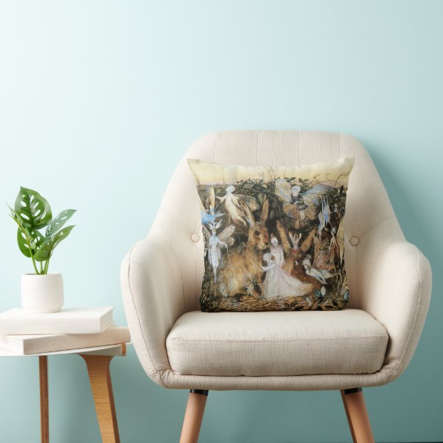 Fairy Twilight by John Anster Fitzgerald Throw Pillow (Chair)
