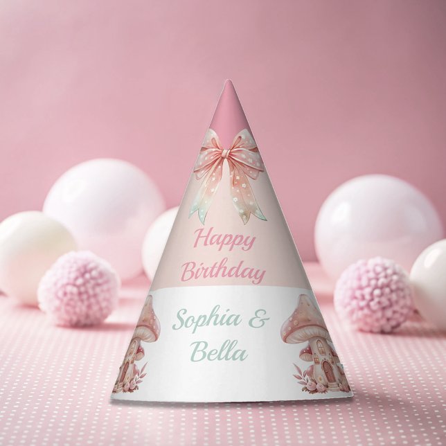 Fairy Twins Mushroom House Birthday Party Hat (Creator Uploaded)