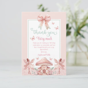 Fairy Twins Mushroom House Birthday Thank You Card