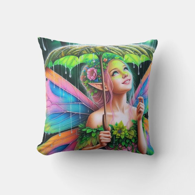 Fairy Under Leaf Umbrella Cushion (Front)