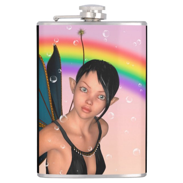 Fairy under Rainbow Hip Flask (Front)