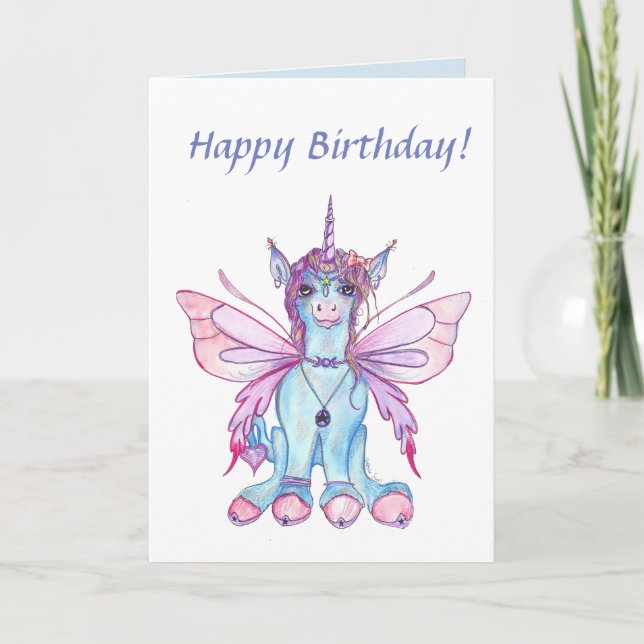 Fairy Unicorn Birthday Card (Front)