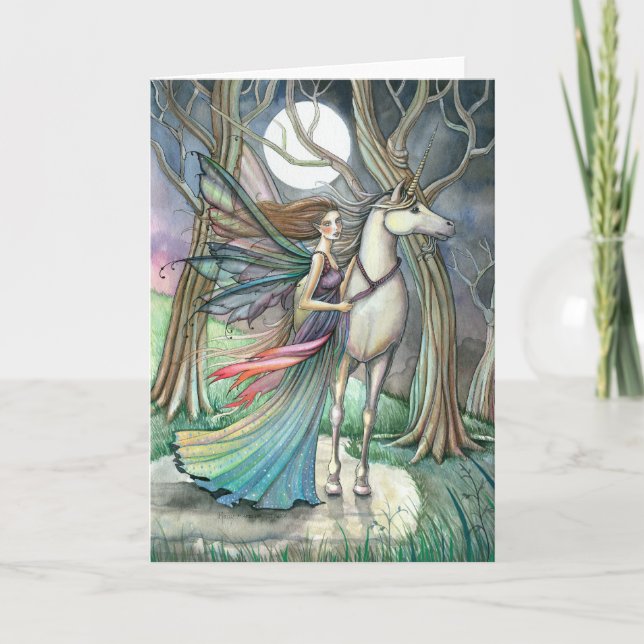 Fairy Unicorn Fantasy Greeting Card Blank (Front)