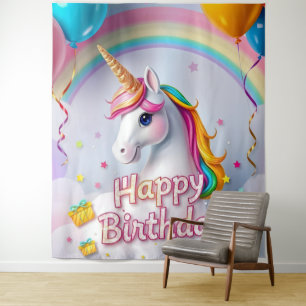Fairy Unicorn Party Backdrop Birthday Banner