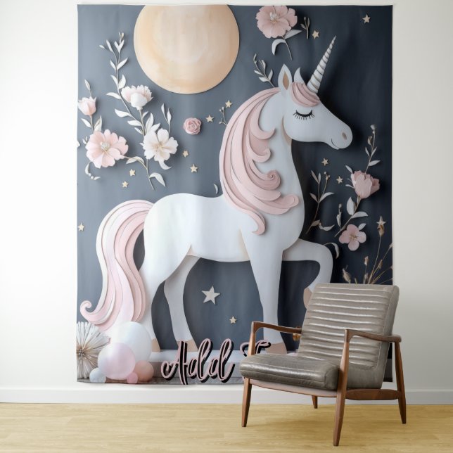 Fairy Unicorn Wall Art Backdrop Banner (In Situ)