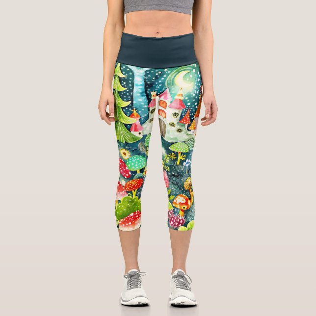 Fairy Village  Capri Leggings (Front)
