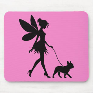 Fairy Walking French Bulldog Mouse Pad