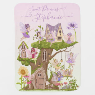 Fairy Watercolor Illustrations Baby Blanket