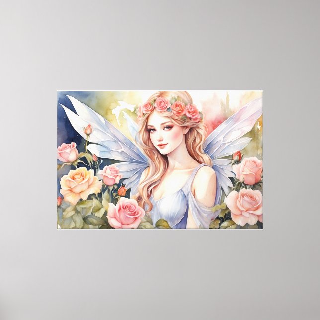 Fairy Watercolor Stretched Canvas Print (Front)