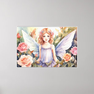 Fairy Watercolor Stretched Canvas Print