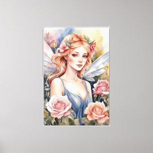 Fairy Watercolor Stretched Canvas Print