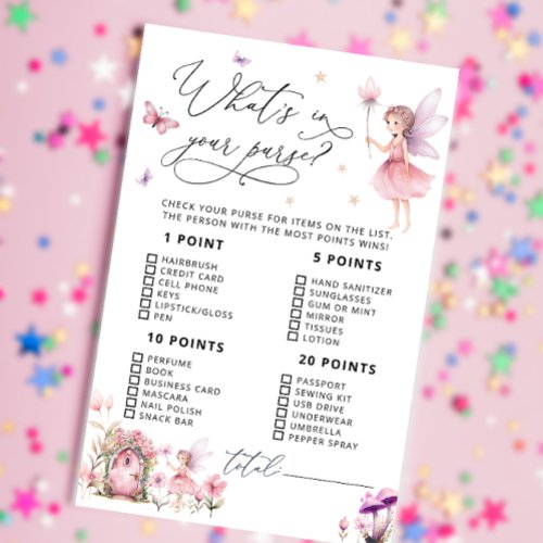 Fairy Whats in Your Purse Baby Shower Game