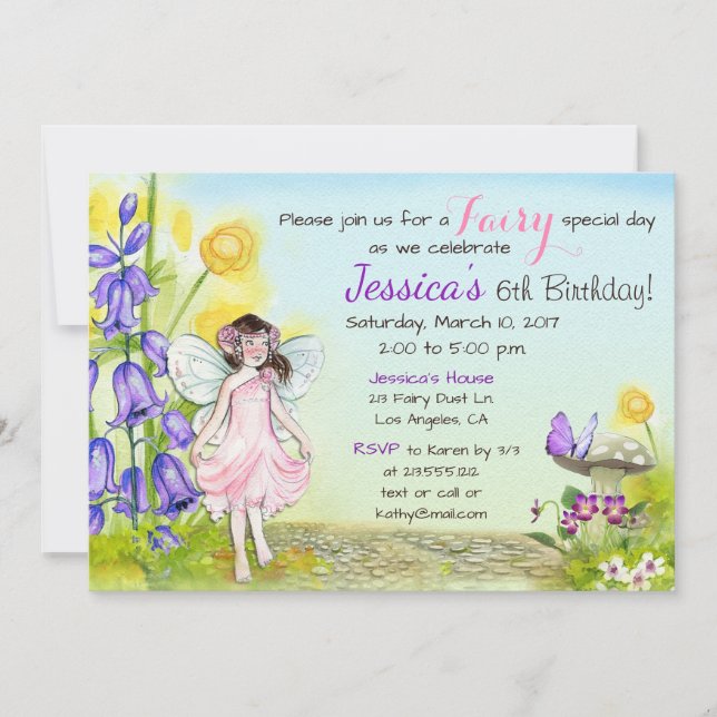 Fairy Whimsical Fantasy Birthday Party Invitation (Front)