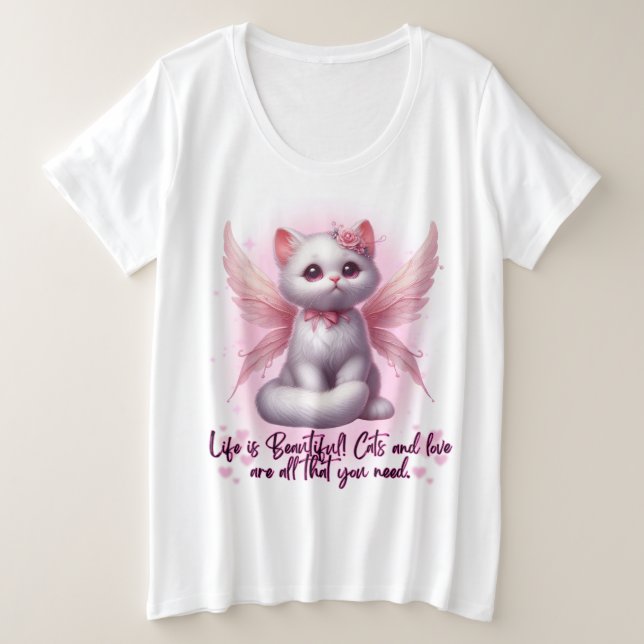 Fairy Whiskers of Love Plus Size T-Shirt (Design Front)
