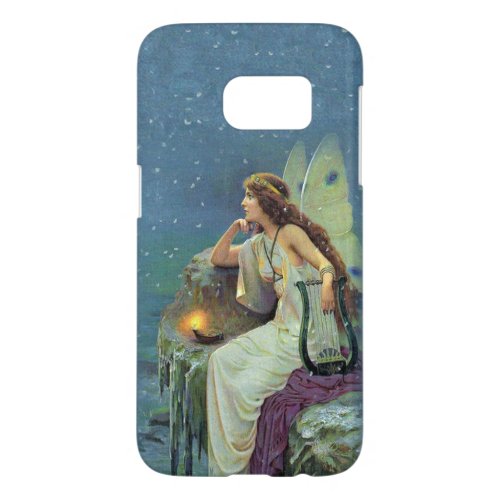 Fairy White Dress Sitting on Cliff Harp Candle Samsung Galaxy S7 Case