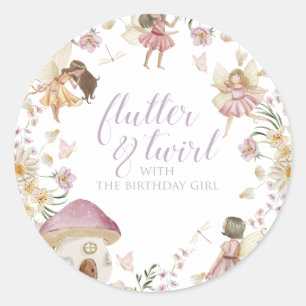 Fairy wildflower birthday classic round sticker