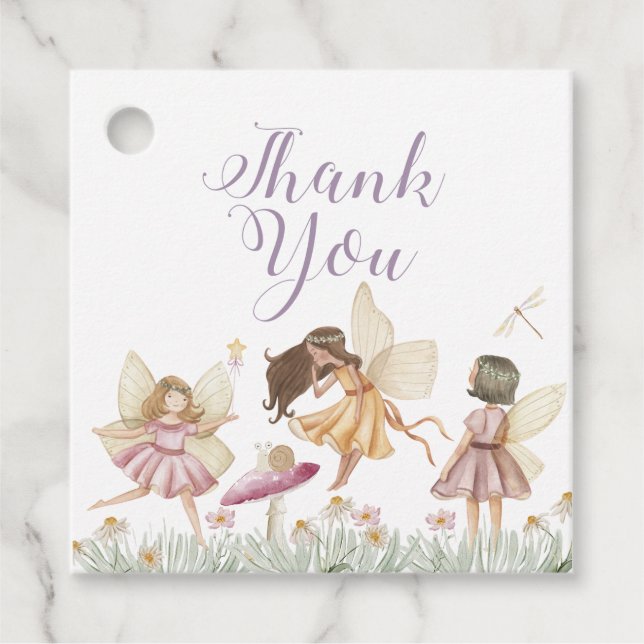 Fairy wildflower birthday favor tags (Front)